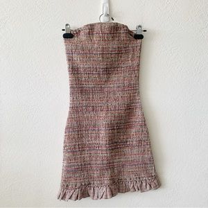 Native Daughters Smocked Plaid Mini Stretch Pleated Sleeveless Women's Dress S